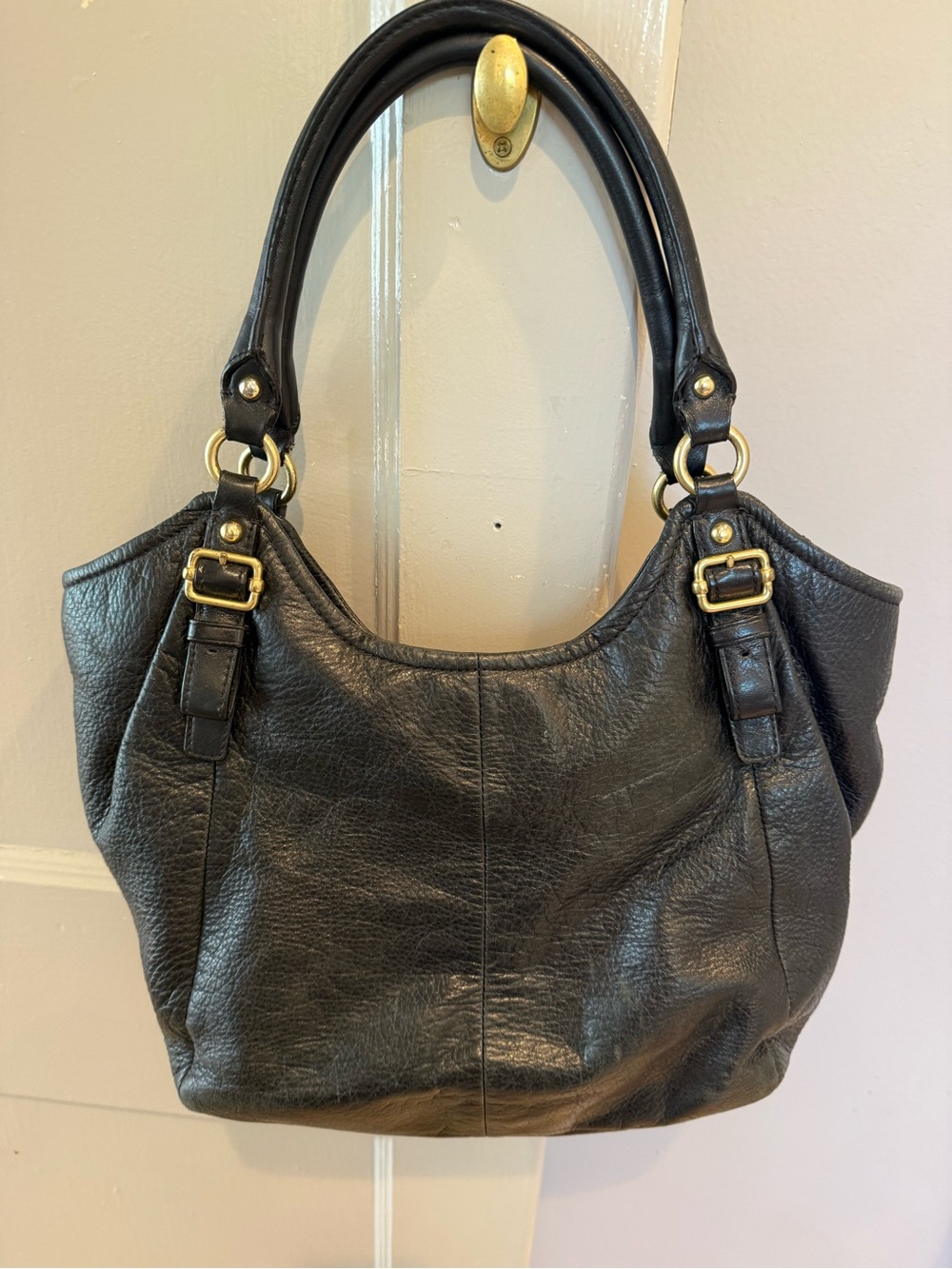 COACH MADISON ABIGAIL Black Pebbeled Leather Shoulder bag with Gold Hardware EUC - Picture 7 of 9